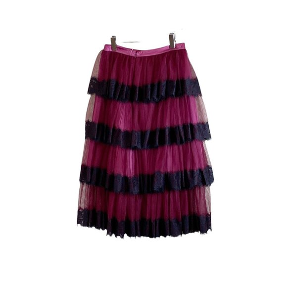 Rachel Parcell Dresses & Skirts - Rachel Parcell Lace Trim Tiered Flouncy Mesh Midi Skirt